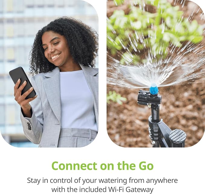 Raindrip R875CT Hose-End Smart Water Sprinkler Timer, Wi-Fi, Wireless Hose Faucet Bibb Timer for Garden, Drip Irrigation System Controller, Free App via 2.4 GHz Gateway Combo,GHT Compatible, Gray