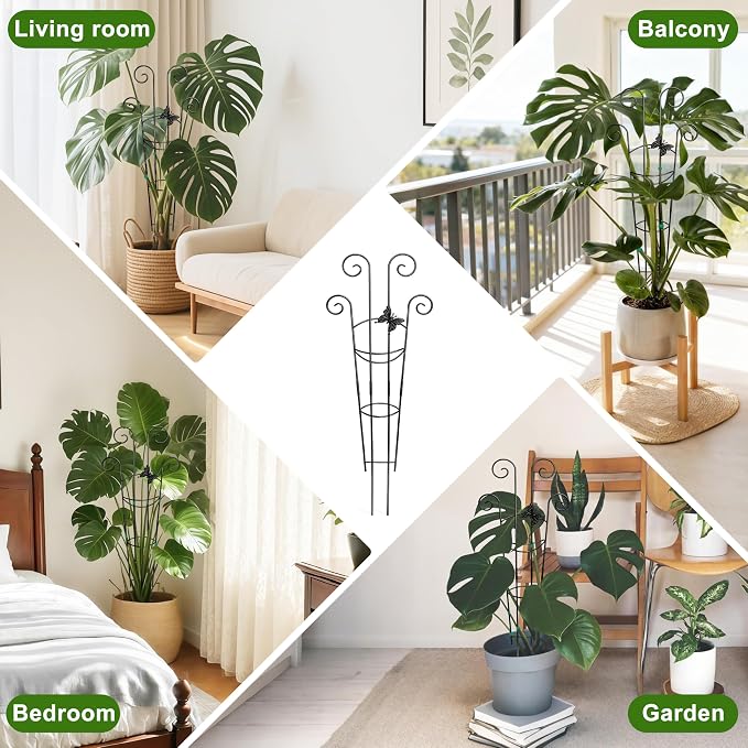 Coomin 32.6in Monstera Plant Support for Indoor Plants, 4P Trellis for Climbing Plants Indoor, Plant Climber Stakes for Potted Plants