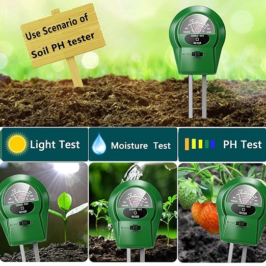 2Pcs Soil Moisture Meter,3 in 1 Moisture Meter for Plants, Tester for Moist, Light,Nutrients, pH, Soil Test Kit, Great for Garden, Lawn, Farm, Indoor & Outdoor Use, No Battery Required
