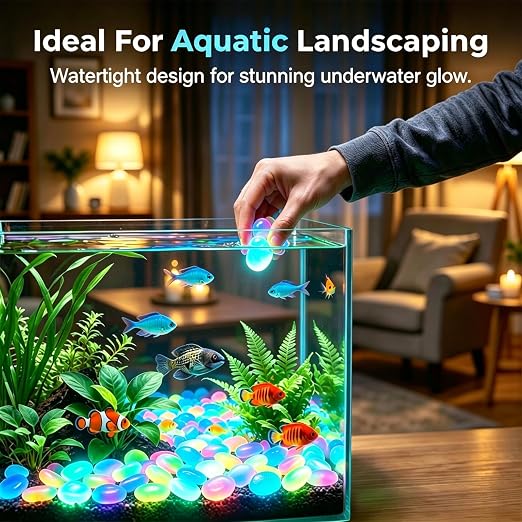 Night Guide Pebbles, 2026 New Colorful Luminous Garden Stones, Rainbow Glow in the Dark Stepping Rocks Outdoor Landscaping Decor Glowing Stones Fish Tank Aquarium Decorations 200PCS