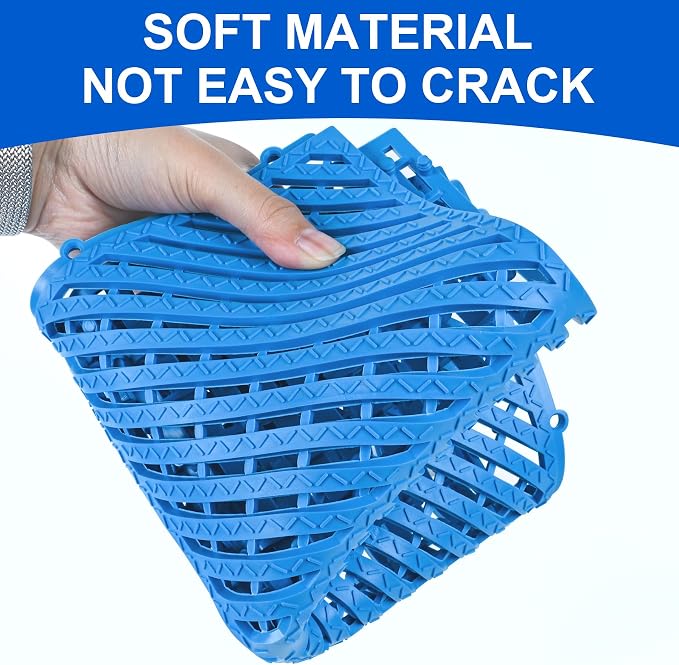 MYFAMIREA Modular Interlocking Cushion 12 Pack 11.8" x 11.8" Rubber Floor Tiles Non-Slip Splicing Drainage Mats for Deck, Pool, Shower, Patio, Balcony, Bathroom, Kitchen, Yard (Diagonal, Blue)