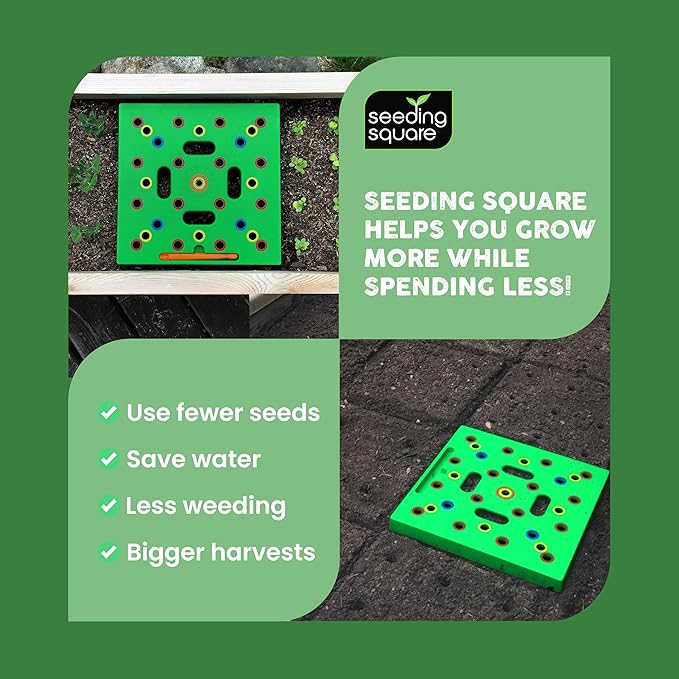 Seeding Square + Pokey Planter Bundle – Seed Spacing Template with Dibber Tool for Easy Planting, Garden Layout & Seed Starting System