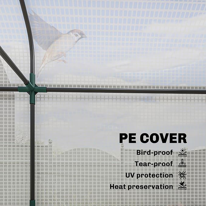Outsunny 3 Tier Mini Greenhouse, 56.3" x 18.1" x 65" Small Portable Greenhouse with 2 Roll-up Doors, Garden Plant Growhouse with PE Cover for Indoor Outdoor, White