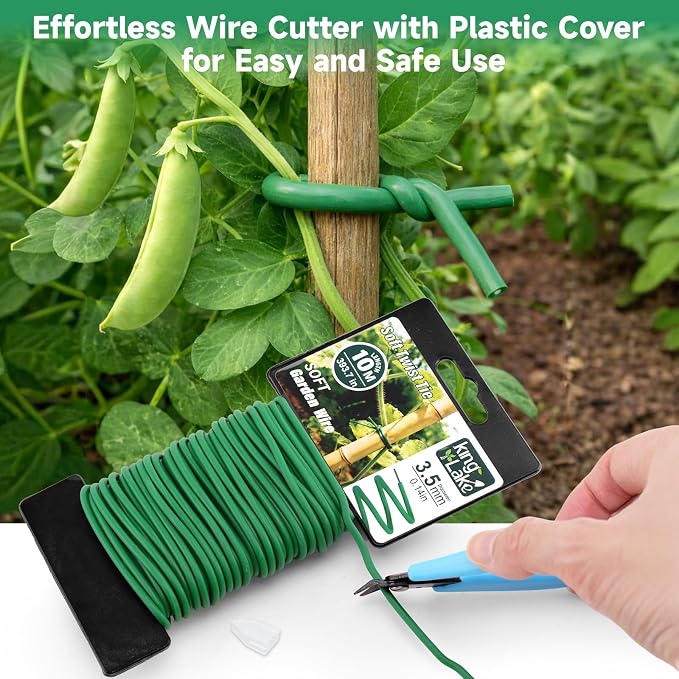 KINGLAKE Green Garden Wire with Pliers - 66 Feet 3.5mm Garden Ties Soft Plant Twist Ties Plant Wire for Climbing Plants Tomatoes Support Vines Vegetables Flowers Indoor & Outdoor Gardening Training