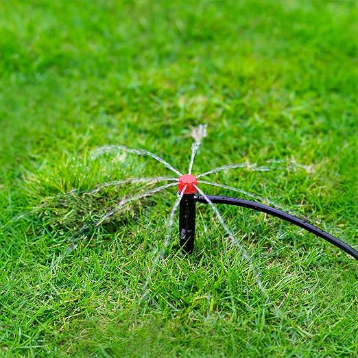 Drip Emitters for 1/4" Tubing: 360° Adjustable Irrigation Dripper, 50pcs | Includes 1/4" Barbed Coupling Fitting - 1/4" Drip Emitter for Drip Irrigation System Kits, Greenhouses – for Home Gardeners