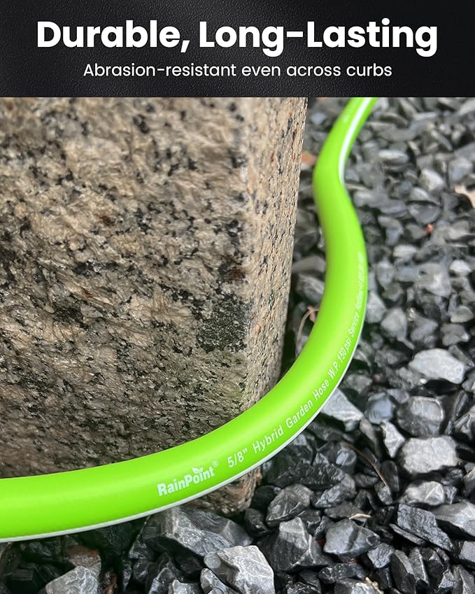 RAINPOINT Garden Hose 75ft - Flexible Heavy Duty Water Hose with Swivel Handle - Lightweight, Hybrid Rubber, 5/8", Male to Female