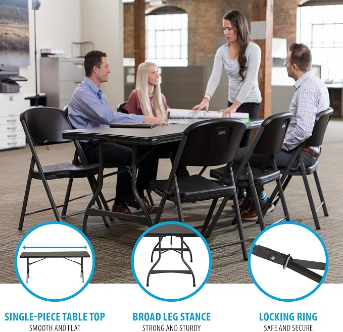 Lifetime 6-Foot Nesting Folding Table, Commercial, Black