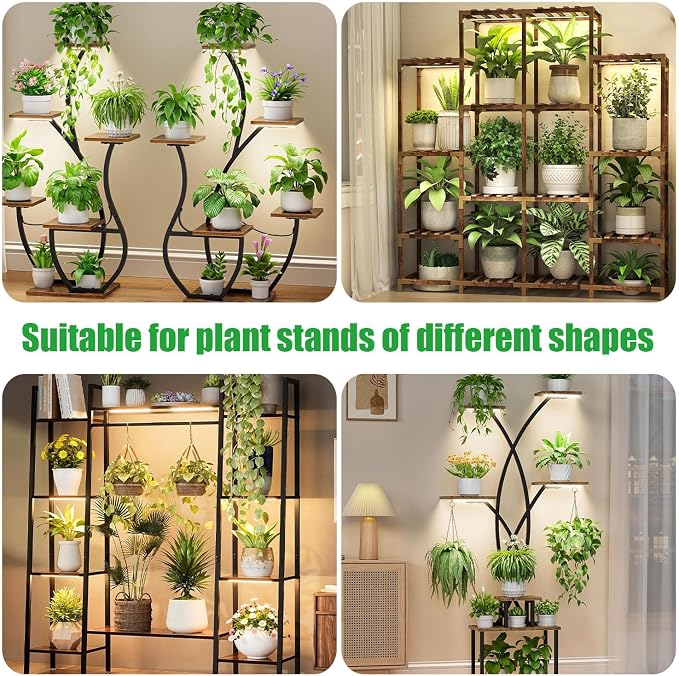 8.6 Inches LED Grow Light Strips, Grow Lights for Indoor Plants Full Spectrum 3500K, 104 LEDs Plant Light with 10 Dimmable Levels, 3/9/12H Timer for Seedling Succulent and Plant Shelf, 4 Head 1 Pack