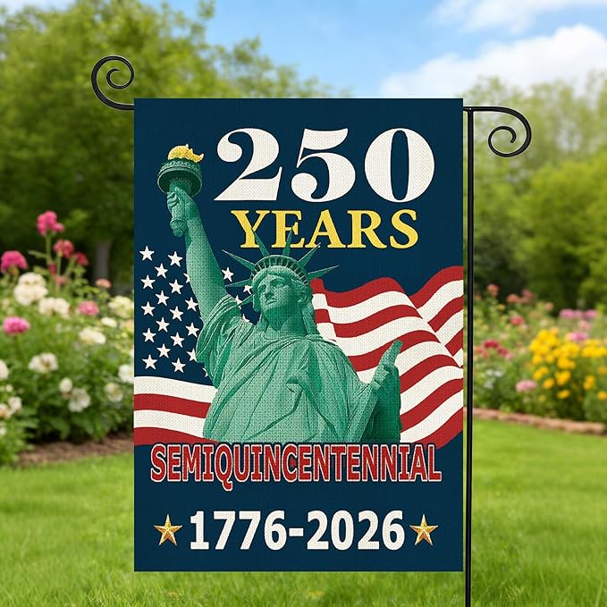 250 Anniversary Usa Garden Flags for Outside, 250 Anniversary USA Flag with Statue of Liberty Design, 1776-2026 Patriotic 4th of July Decorations Yard Sign Double-Sided Waterproof Flag 12x18 Inch 250 Year American Flag