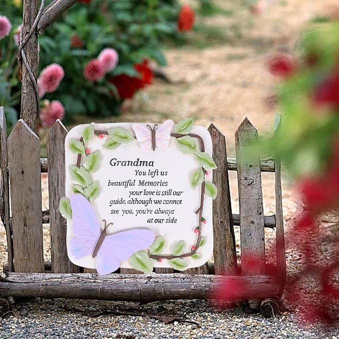 10 Inch Resin Memorial Garden Stone, Outdoor Decor, Sympathy Garden Marker, Sympathy Gift for Loss of Mom, Remembrance of Beloved Mather (Grandma)