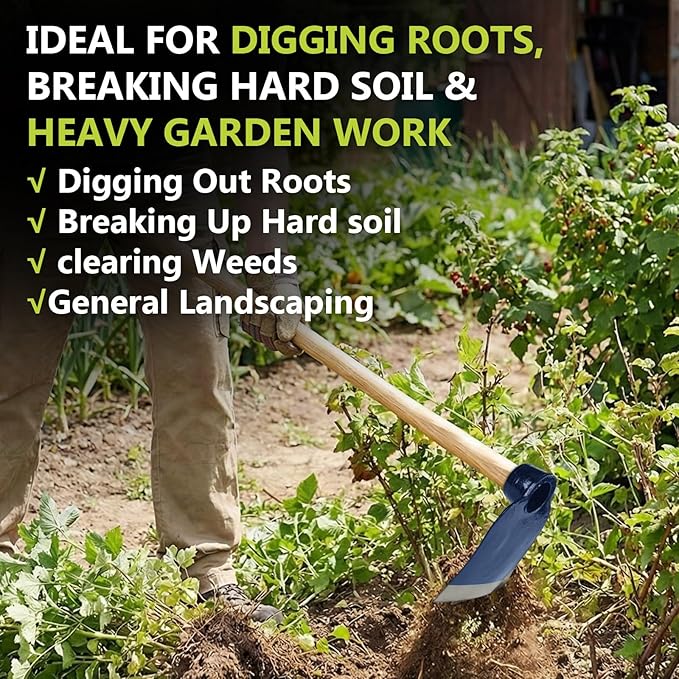 Hoe Head 1.6 lb, 4-1/2" Blade Width, 1-3/4" Diameter Hole, Grub Hoe Head Garden Steel Tool for Tough Soil, Garden Hacking, Landscaping, Farming or Yard Work, No Handle Included(Blue,1 Pcs)