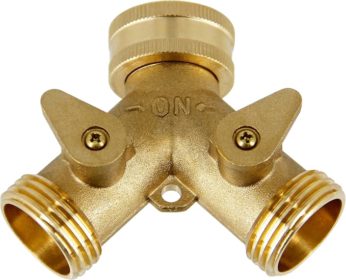 Lifynste 2 Way Brass Hose Splitter, 3/4" Brass Garden Hose Connectors Adapter, 1 Pack
