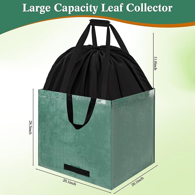 Reusable Yard Waste Bag, 2 Pack Upright Collapsible Lawn Bags with Handles, Garden Leaves and Waste Collection,Heavy Duty Storage Tote Bag (72 Gallons)