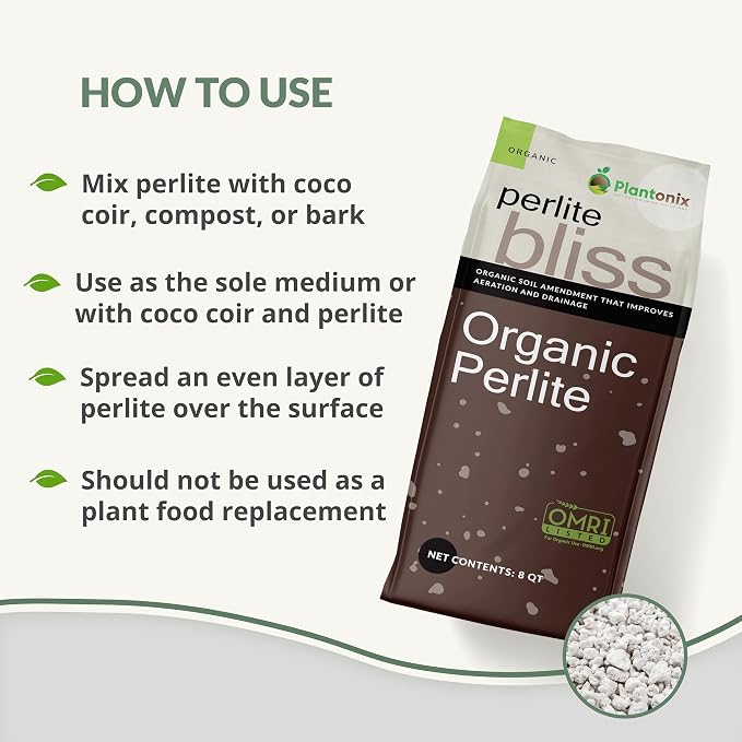 Coco Bliss (10lbs) + Perlite Bliss (24 Qts) - Coco Coir Brick & Organic Perlite for Plants - Coco Coir Perlite Mix - Organic Coco Coir for Plants - Coconut Coir Bulk Garden Soil & Potting Soil Mix