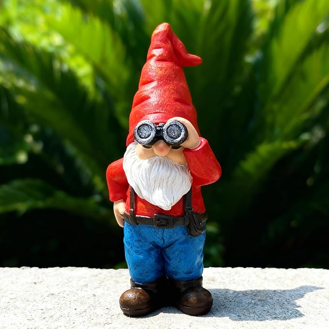 Funny Garden Gnome Statue - 6.7" Mini Scount Gnomes Figurine Decorations Indoor Outdoor Decor for Patio Yard Home, Ideal Birthday Christmas Gardening Gift