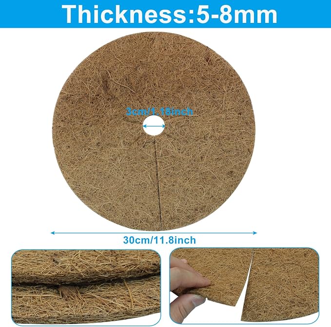 10Pcs 11.8 Inch Coconut Fiber Mulch Ring Tree Plant Protector Mat, Coco Coir Tree Protection Ring Mats for Indoor, Outdoor