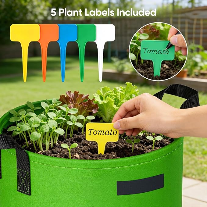 10 Gallon Potato Grow Bags: 5 Pack 350G Heavy Duty Thickened Grow Bags with Clear Harvest Window & Durable Handles - Felt Nonwoven Fabric Pots Planting Container for Plants Vegetable Flowers Herbs