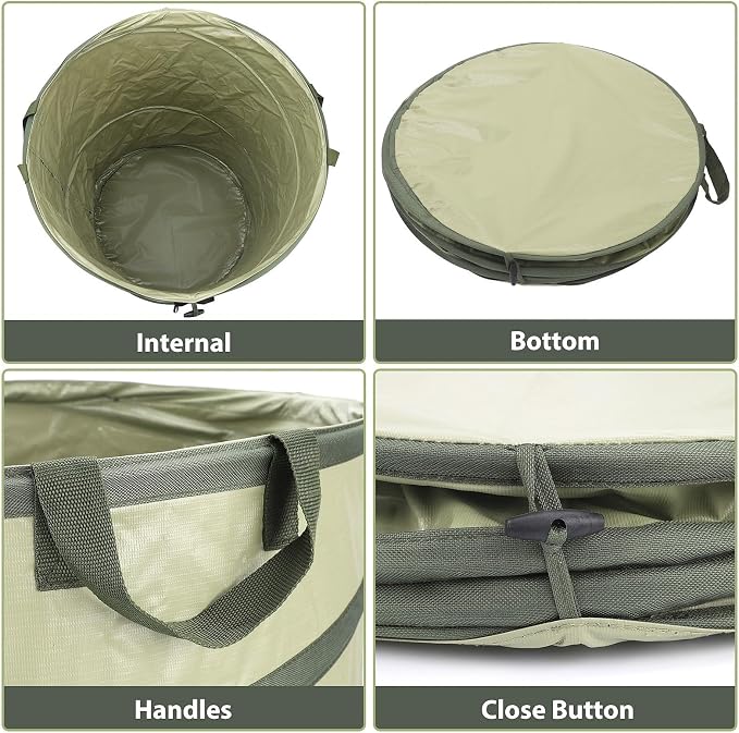YUDI & GARDEN 45 Gallon Collapsible Garden Bag, Collapsible Trash Can for Gardening Cleanup or Party Waste and Outdoor Activities