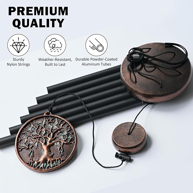 Vanquer Gift Wind Chimes for Outside - 30'' Wind Chimes Outdoor Clearance, Windchimes Outdoors, Memorial Wind Chimes, Sympathy Gift, Patio, Home Décor, Vintage Black (30" Tree of Life)