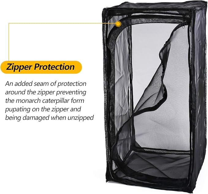 30" Monarch Butterfly Habitat, Outdoor Collapsible Insect Mesh Cage | Heavy Duty, Terrarium Pop-up, Zipper Protection