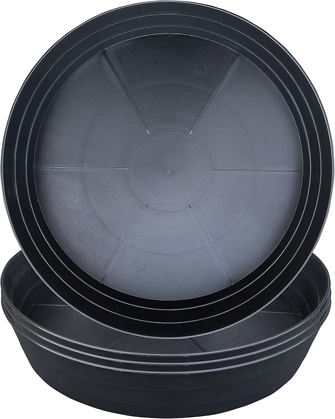 LWALRS Plant Saucer 14 Inch, 4 Pack Extra Large Planter Saucer, Plastic Plant Saucers for Indoors and Outdoors, Deep Plant Pot Saucers, Drainage Tray for 9 10 12 in Planters