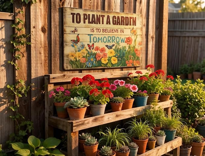 Garden Signs Gardening Gifts Flower Plant Wall Decor For Greenhouse Outside Metal Tin Sign Yard Accessories Outdoor 12x8 Inch