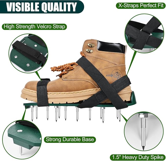 Miuwauer Lawn Aerator Shoes (Classic Version (Durable PP Sole), Green-Black)