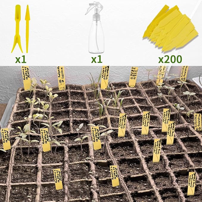 320 Cells Seed Starter Tray, 20 Pack Seed Starter Kit, Peat Pots for Seedlings with 200 Plant Labels, 2 Seed Planting Tool and 1 Spray Bottle