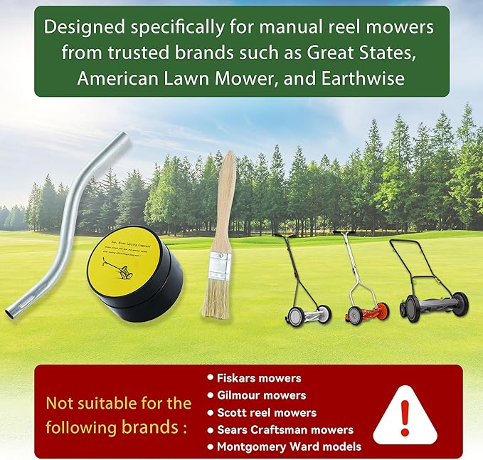 Reel Lawn Mower Sharpening Kit - SK-1 Manual Lawn Mower Blade Sharpener - Precision Sharpening Crank Tool for American Lawn Mower, Great States, Earthwise, Easy-to-Use & Durable Design