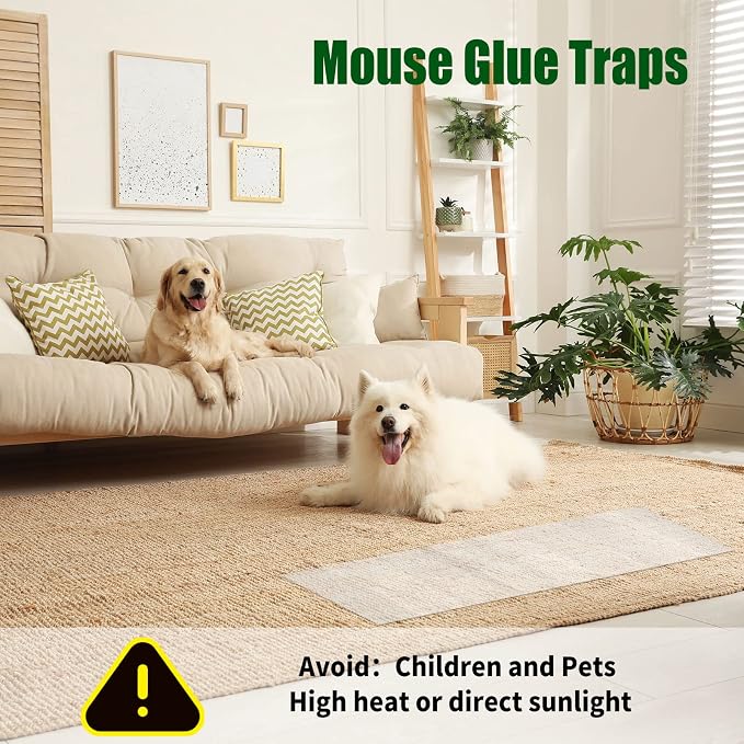 Qualirey Large Sticky Mouse Trap 24 Inch Sticky Rat Glue Roach Indoor Pest Control for Trapping Snakes Rats Spiders Roaches in Restaurant Kitchen House Supplies (Clear,4 Pack)