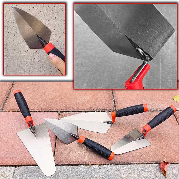 4 Bricklaying Knife Tool Sets, 6-inch and 9-inch Pointing Trowel and Putty Knife Sets, Rubber Handles, Concrete, Cement, Mortar, Mortar, Tile, Bricklaying and Putty Knives