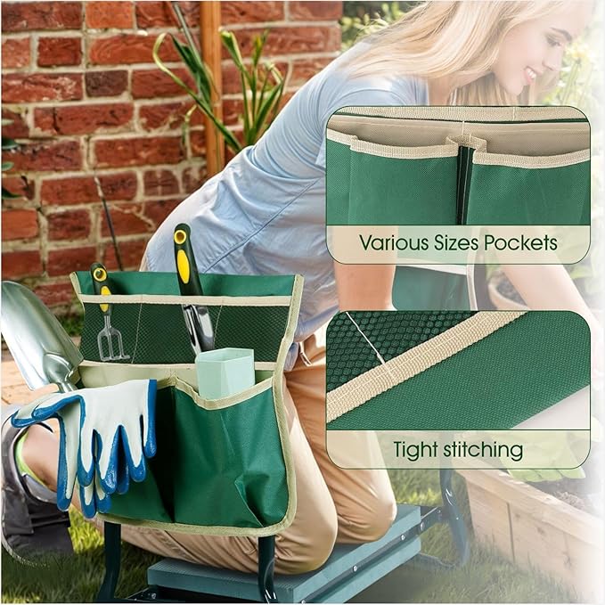 COCO Garden Pouches Kneeler - 2 Pack Outdoor Gardening Stool Pouch, Workseat Storage Tote Hanging Organizer, Heavy-Duty 600D Oxford Cloth Tool Bag