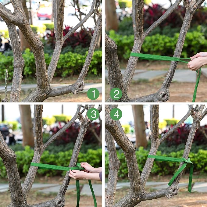 Shappy Tree Tie Strap Garden Webbing Strap Garden Plant Supports Tree Tie Staking and Guying for Outdoor Use, Plant Supports, Grafting, Straightening Supplies(Green,295 Feet x 1 Inch)