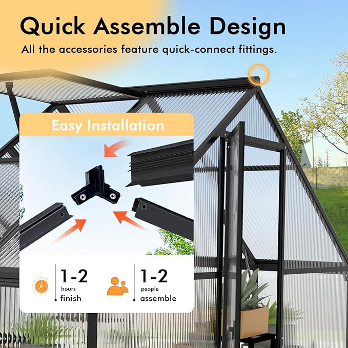 WUKHG 6×4FT Small Greenhouse with Thermometers, Enhanced Aluminum Small Greenhouse for Outdoors and Garden Planting, Green Houses for Outside Withstands Bad Weather to Protect Vegetable or Plants
