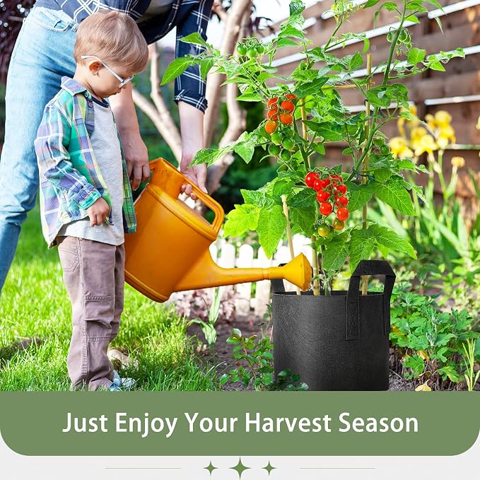 GreatBuddy Grow Bags 5 Gallon 12-Pack, Heavy Duty Fabric Grow Bags with Handles for Vegetables, Herbs, and Tomatoes, Fabric Pots & Planting Bags for Outdoor Home Gardening