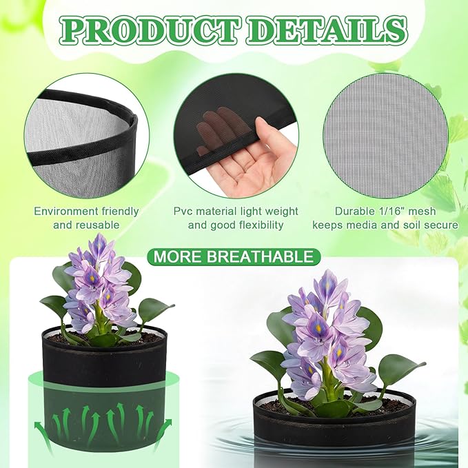 4 Pcs Large Aquatic Pond Planting Bags 10 x 12 Inch Reusable Fabric Pond Plant Pots 5 Gallon Breathable Aquatic Plant Basket Grow Bags for Bog Plants Water Lily Lotus Garden