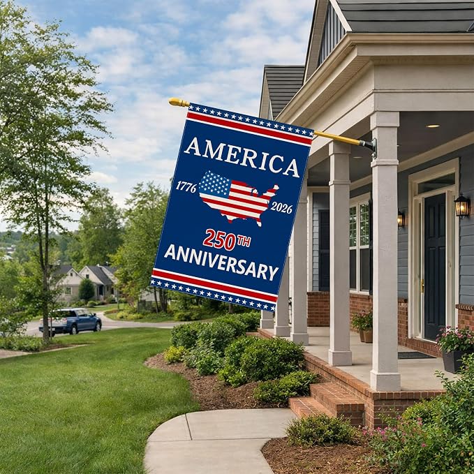 250 Anniversary Garden Flag, 250th Anniversary America Banner USA 4th of July Patriotic Freedom Yard Sign Double-Sided Waterproof Flag 28x40 Inch