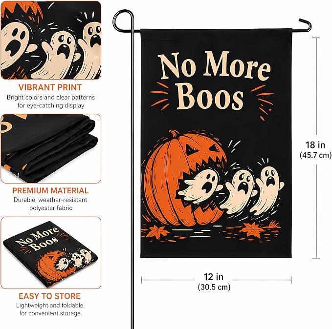 Halloween Party Decorations - Ghost Pumpkin Halloween Garden Flag | Double Sided Halloween Backdrop Banner - Halloween Party Favors Supplies Decor for Garden Yard Porch Patio Lawn Outdoor Outside