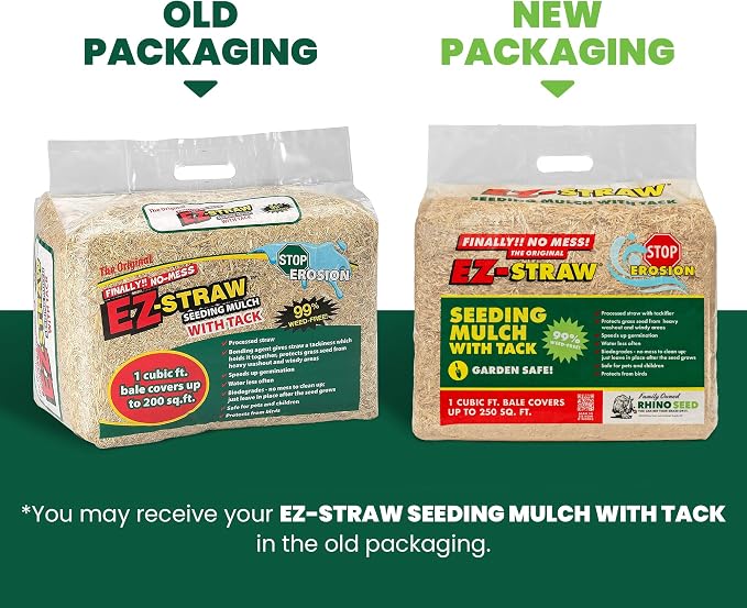 EZ Straw Seeding Mulch with Tack - Biodegradable Processed Straw, 1 cu. ft. Bale (Covers 250 sq. ft.)
