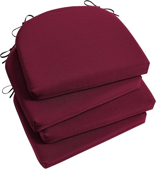Basic Beyond Outdoor Chair Cushions Set of 4, Outdoor Cushions for Patio Furniture, Water Resistant Patio Chair Cushions with 2 Ties, 17x16x2, Burgundy