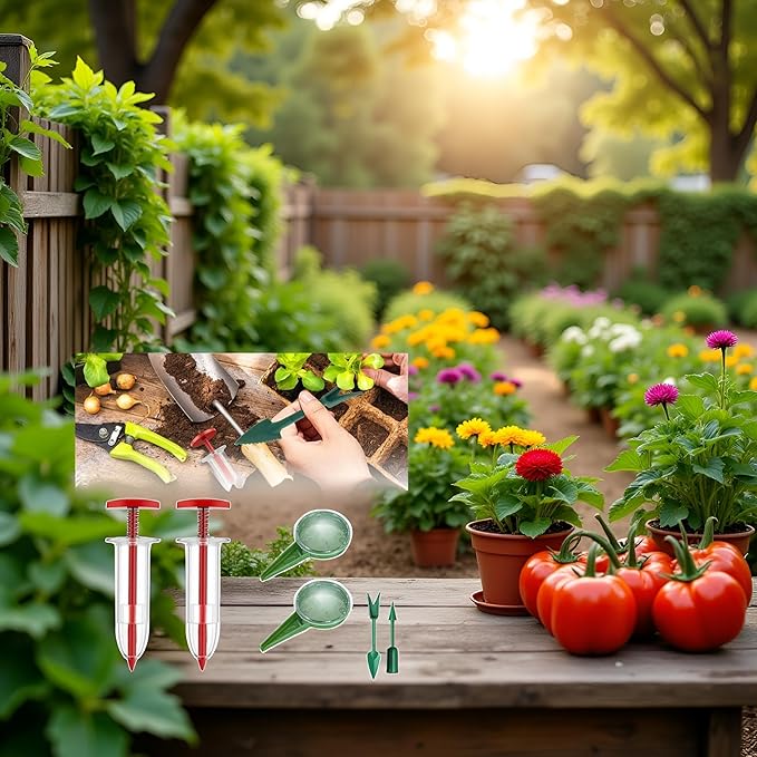 Upgraded Mini Seed Spreader, 2025 Newest Planter Tool, Small Sowing Seed Dispenser, Manual Seedlings Dibber and Widger Set, Handheld Garden Seed Sower Planter Lawn and Garden Spreaders for Tiny Seeds