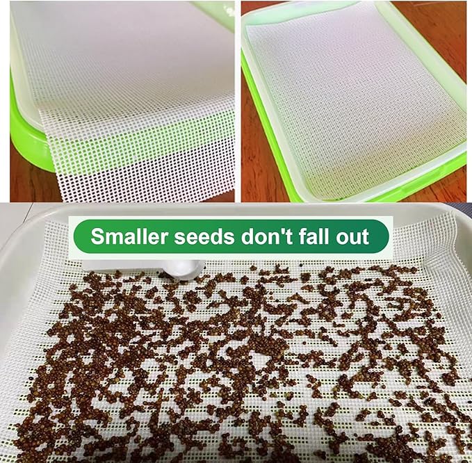 4pcs Seed Sprouting Mesh, Silicone Seed Sprouting Mat, Hydroponic Growing Mats, Germinating Pads for Microgreens Growing Kit,11.4" x 11.8",Trays NOT Included