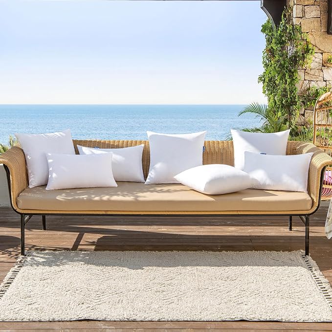 MIULEE Pack of 2 14x20 Outdoor Pillow Inserts, Outdoor Throw Pillows Water-Resistant Decorative Premium Lumbar Pillow Stuffer Sham for Porch Swing Couch Sofa Cushion Patio Furniture