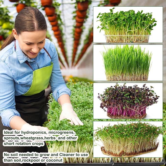 8PCS Microgreen Mats, 10" X 20" Plant Grow Mat Hydroponic Grow Pads Microgreens Sprouting Mats Microgreens Kit for 1020 Germination Trays Wheatgrass Sprouts