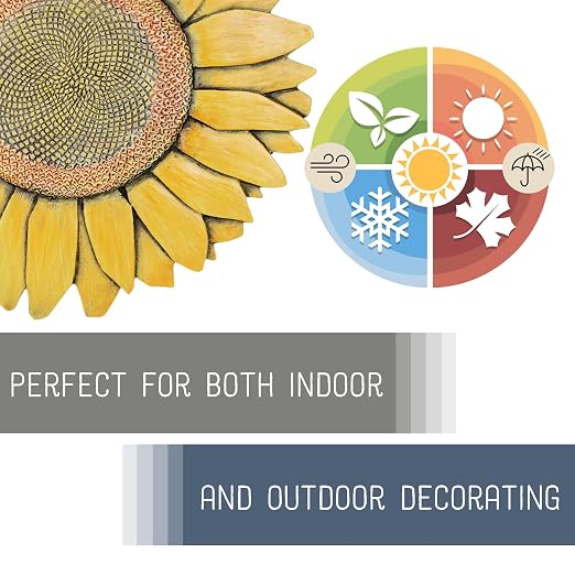 NAT & Jules Sunflower Shaped Dimensional Indoor Outdoor 12 inch Cast Resin Decorative Garden Stepping Stone, Patio, Walkway Sculpture Yard Art, Colorful Yellow