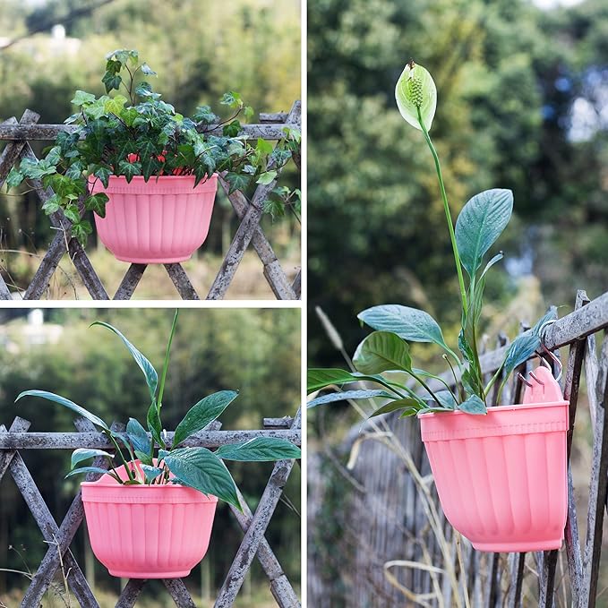 8 Pcs Colorful Resin Wall Hanging Planter Pot Vertical Garden Living Wall Mount Window Hang Indoor Outdoor Plant Flower Basket for Kitchen Herb Balcony Railing Shelf Fence Bedroom Trellis Decor Modern