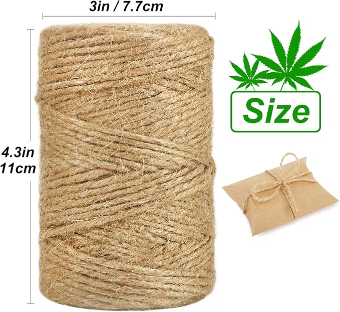 Vivifying 3mm Jute Twine, 2Pcs × 328 Feet Strong Natural Garden Twine for Climbing Plants, Tomatoes, Crafts, Gift Wrapping and Decoration (Brown)