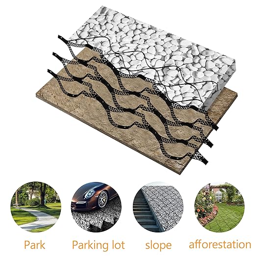 Sunnyglade 2" Thick Ground Grid 16.5 x 6.5 FT, Gravel Retainer 1880 LBS Per Sq ft, Geo Grid Driveway Stabilization for DIY Patio Walkway Driving RV Parking Slopes and Garden (Black, 6.5 x 16.5 FT)