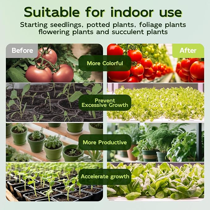 Hlite 16inch 4 Pack LED Grow Lights - Linkable Grow Lights for Indoor Plants, Full Spectrum Plant Lights Plug and Hanging with On/Off Switch Hanging Grow Light from Seedling to Flowering, Yellow