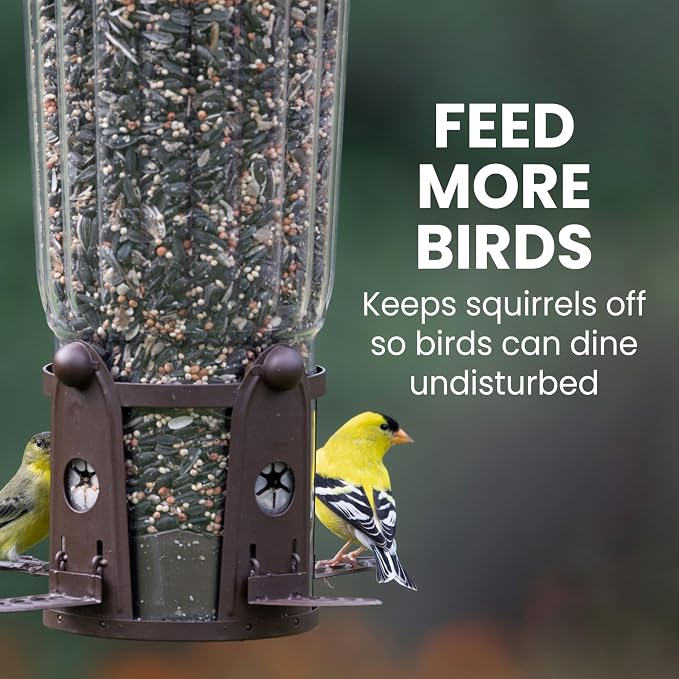 Perky-Pet Squirrel-Be-Gone Max Bird Feeder with (4) Flexport Feeding Stations - Squirrel-Proof Metal Hanging Feeder for Outdoors, Weight-Activated Ladder-Style Perches, 4lb Seed Capacity, 334-1SR